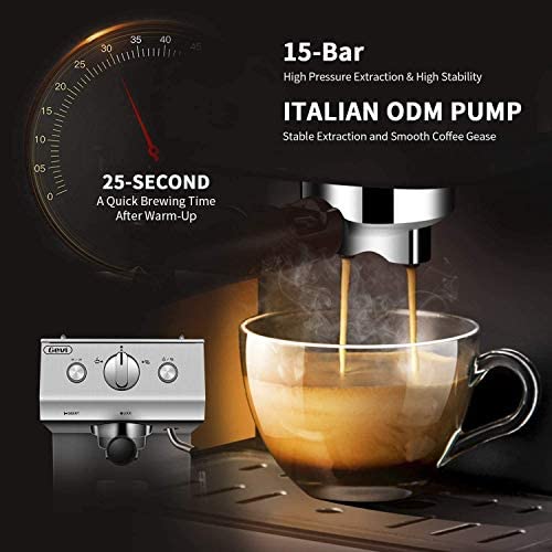 Espresso Machine Coffee Maker & Espresso Cappuccino Machine,Stainless Steel Machine with 15 Bar Pump,Powerful Milk Frother,For Barista Home Brewing,1050W