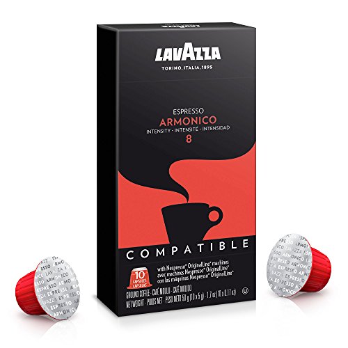 Lavazza Premium Coffee Corp Nespresso OriginalLine Compatible Capsules, Armonico Espresso, Dark Roast Coffee, 10 ct