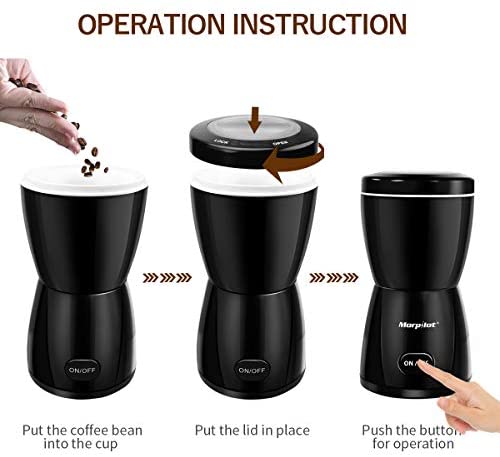 Coffee Grinder, One-Touch Electric Coffee Grinder, Coffee Bean Grinder with Stainless Steel Blades, Also for Grinding Spices, Pepper, Herbs, Nuts (200W 80g /2.8oz Capacity)
