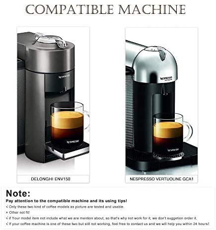 Blusea Coffee Capsule, Stainless Steel Refillable Reusable Coffee Pod Holder Filter Set for Espresso Nespresso Vertuo Capsule Pod Vertuoline GCA1 and Delonghi ENV150 Coffee Machine, 70ML